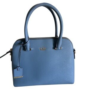 Kate Spade Light Blue Satchel with Gold Accents and Structured Design